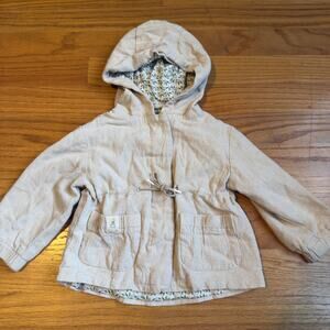 Zara Baby Jacket 9-12 Months Drawstring Hoodie Tan Fall Spring